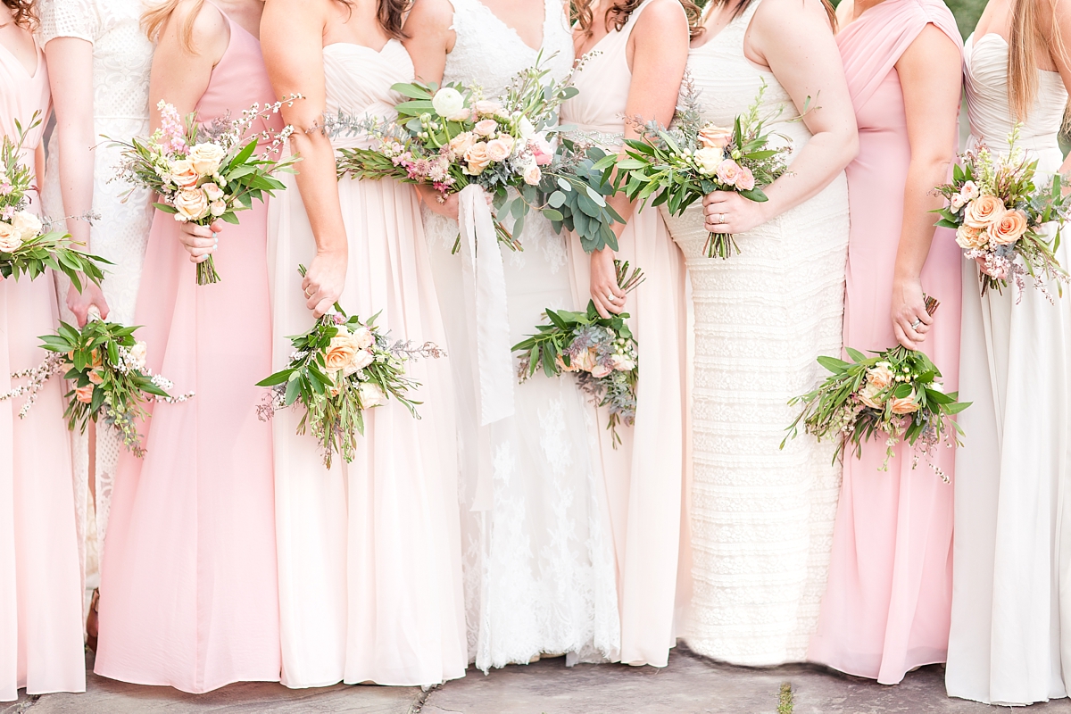 A Classic Ivory, Blush, Sage, and Taupe Richmond Wedding at the Visual Arts Center with floor length bridesmaid dresses| By Katelyn James Photography