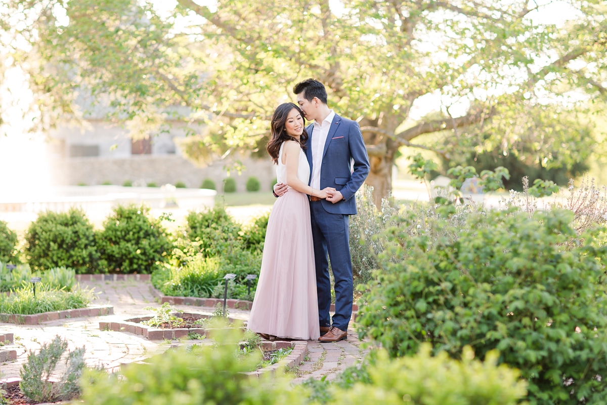 Formal Navy Suit and Blush Tulle Skirt Maymont Engagement Pictures in Richmond, VA | by Katelyn James Photography