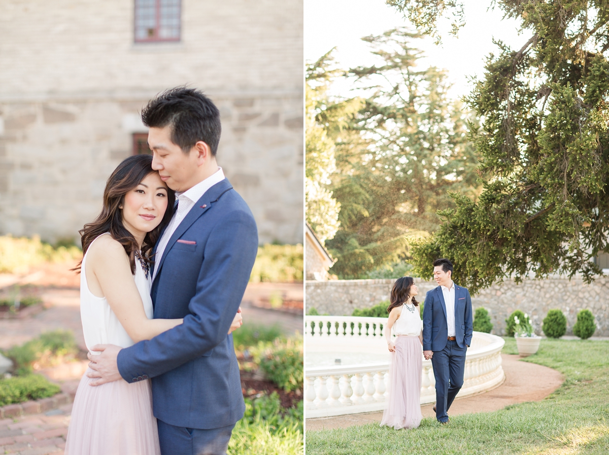 Formal Navy Suit and Blush Tulle Skirt Maymont Engagement Pictures in Richmond, VA | by Katelyn James Photography