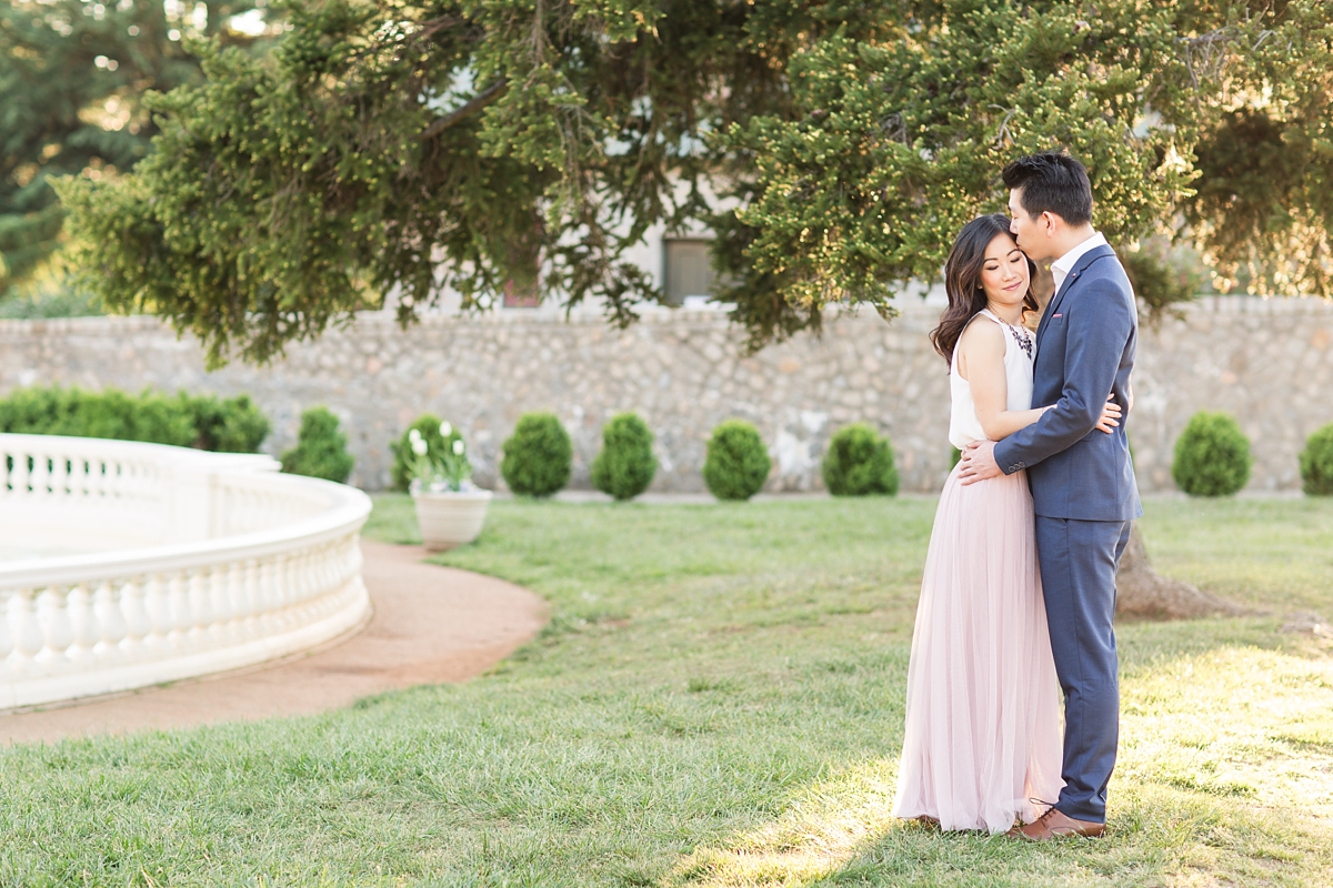 Formal Navy Suit and Blush Tulle Skirt Maymont Engagement Pictures in Richmond, VA | by Katelyn James Photography