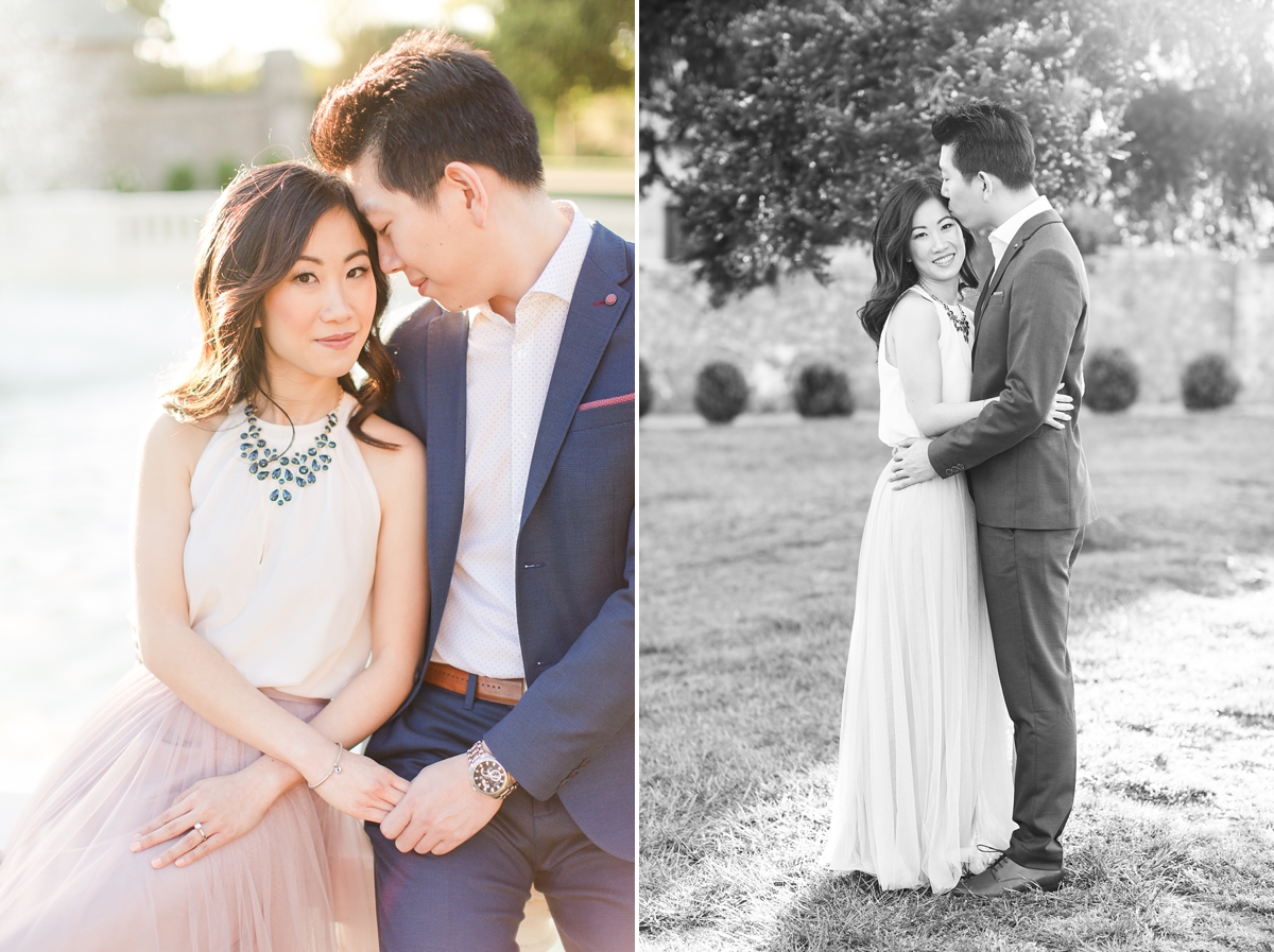 Formal Navy Suit and Blush Tulle Skirt Maymont Engagement Pictures in Richmond, VA | by Katelyn James Photography