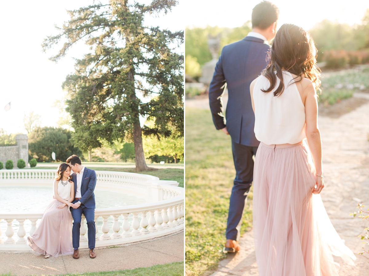 Formal Navy Suit and Blush Tulle Skirt Maymont Engagement Pictures in Richmond, VA | by Katelyn James Photography